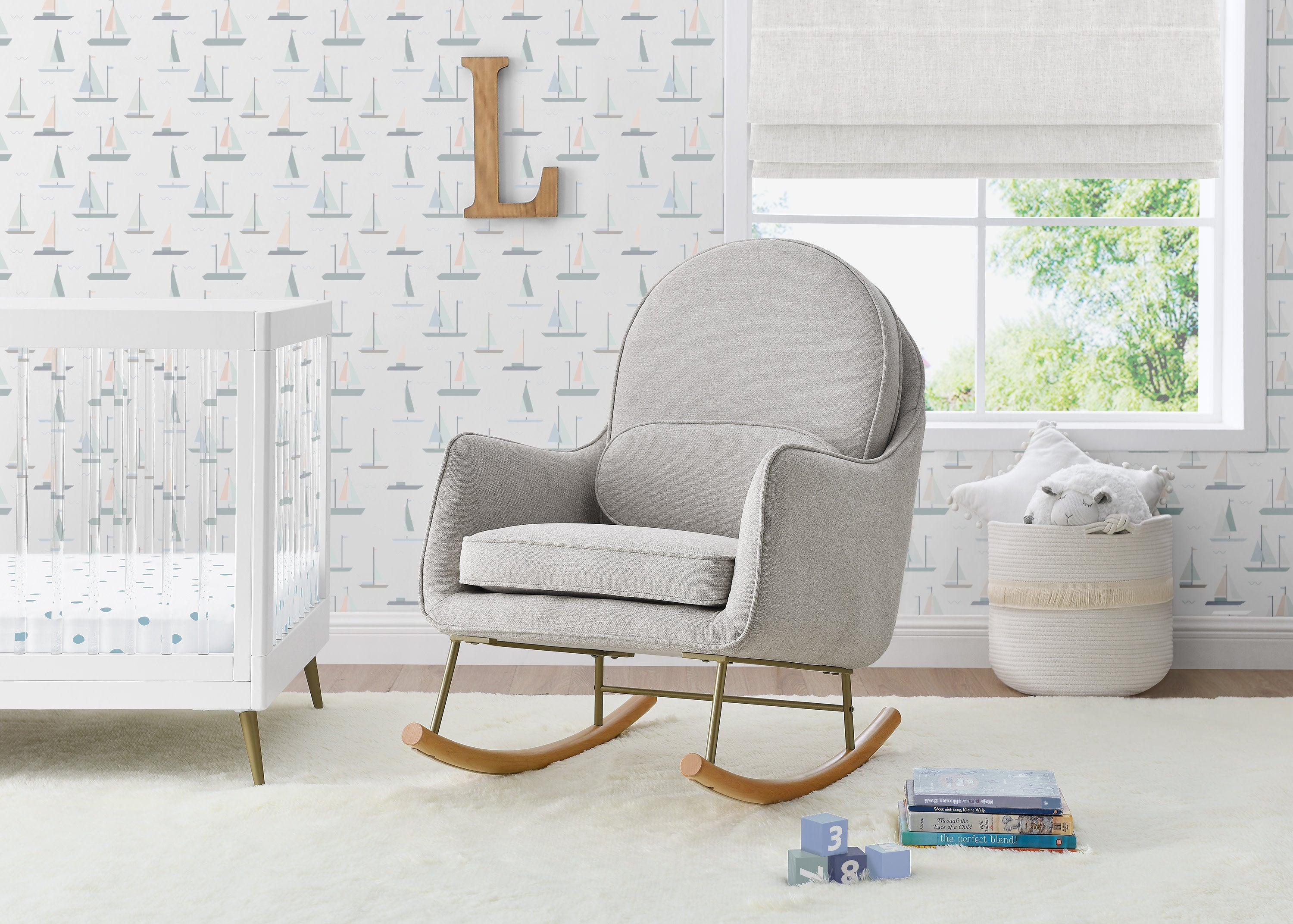 LiveSmart Evolve Fabric Ella Rocker - Comfortable & Stylish Rocking Chair for Living Room, Nursery, or Office Relaxation