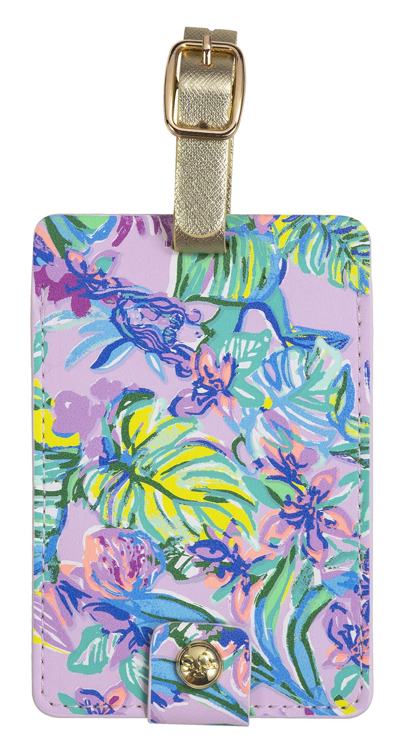 Lilly Pulitzer Leatherette Luggage Tag with Secure Strap - Colorful Suitcase ID Tag for Travel Accessories | Perfect for Airports, Cruise Ships & Vacation Identification