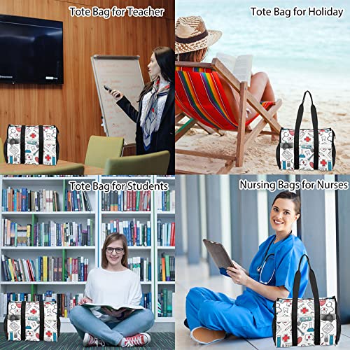 Nurse Tote Bag for Women - Canvas Weekender with Zip for Work & Travel