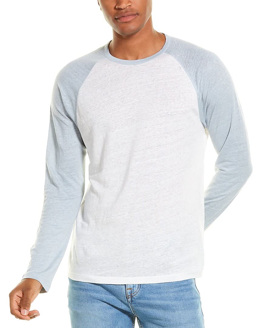 Vince Men's Linen Baseball Crew Neck Short Sleeve T-Shirt - Casual Summer Comfort for Outdoor Activities & Travel