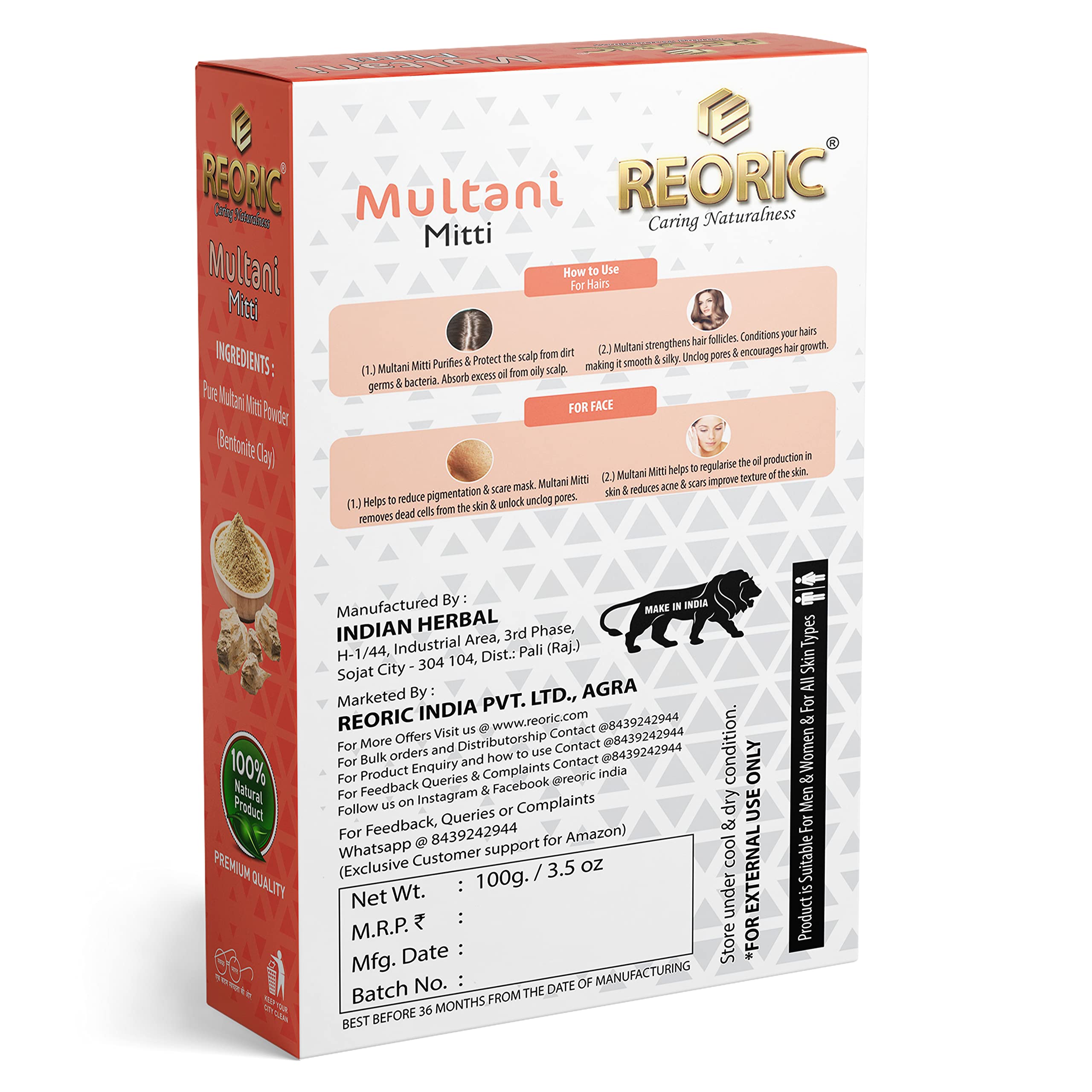 Organic Sandalwood & Multani Mitti Face Pack Combo - 100% Pure Bentonite Clay Powder for Glowing Skin - Instant Facial Mask for Acne & Blackheads (200g, Pack of 2) - Perfect for Spa Day & DIY Skincare Routine