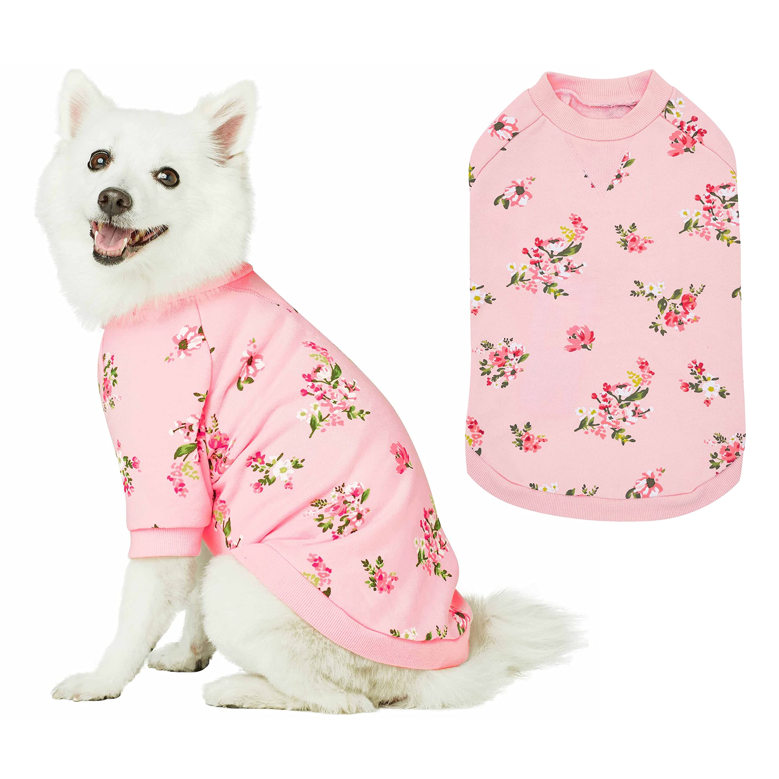 Blueberry Pet 2023 New Spring Rose Scented Dog Sweater - Baby Pink Crew Neck Pullover, 12