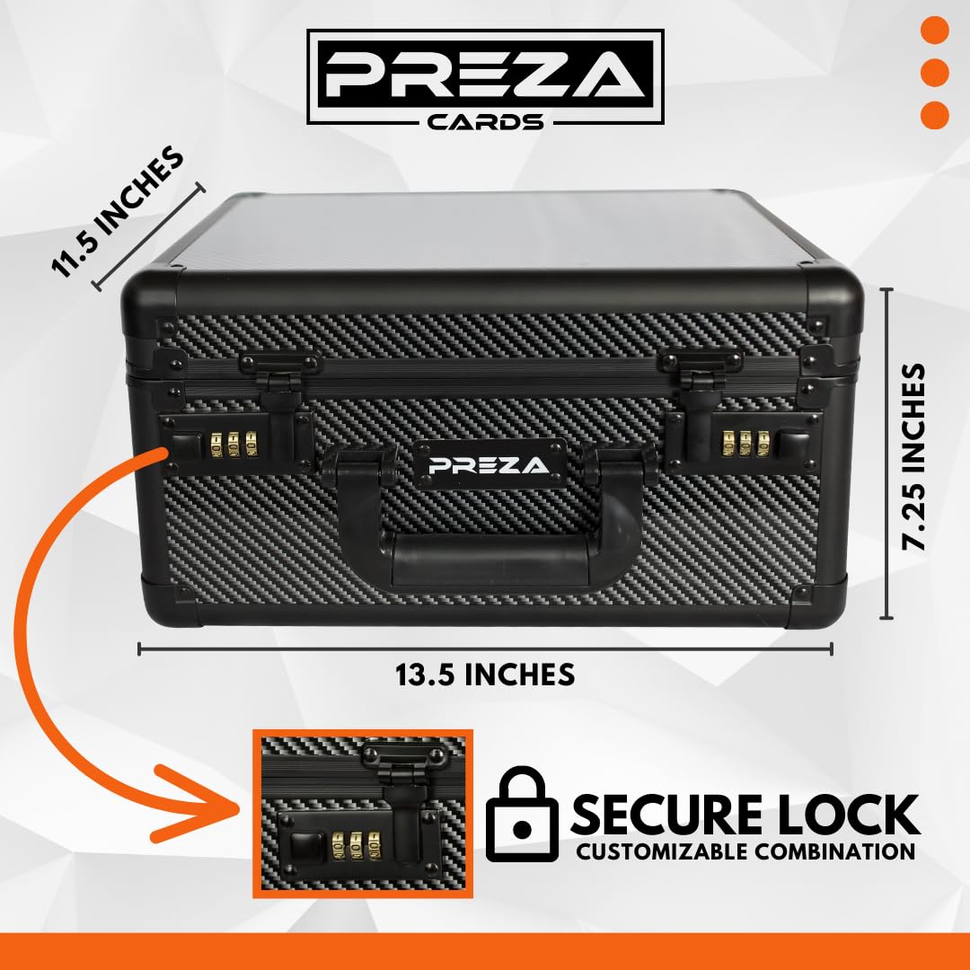 PREZA Graded Card Storage Box - Premium Trading Card Case for PSA, BGS & CGC Graded Sports & TCG Collectibles - Carbon Fiber Slab Protector (Large Size) - Perfect for Displaying & Protecting Valuable Baseball, Pokemon & Magic Cards