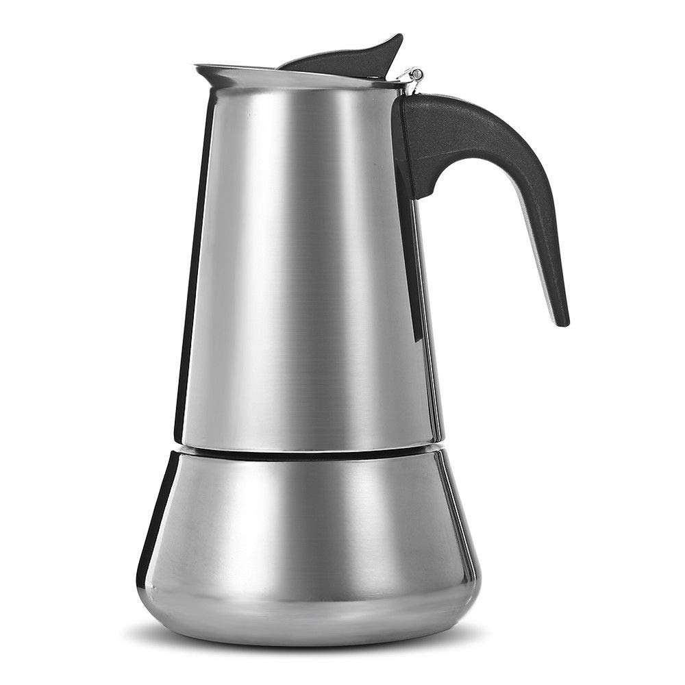Stainless Steel Moka Espresso Coffee Maker Pot - 3 Cup Stovetop & Induction Compatible - Perfect for Home, Office & Camping Coffee Brewing