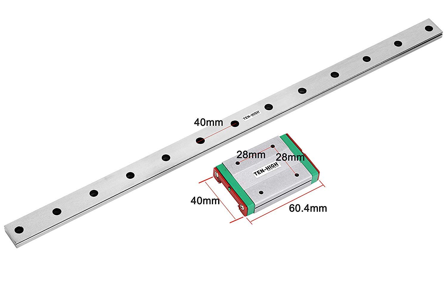 TEN-HIGH MGW12 900mm Linear Guide Rail for 3D Printer & CNC Machine - High Precision Linear Motion Slide Rail with MGW12H Block Bearing (Widened Rail, Longer Block) - Perfect for DIY CNC Routers, Laser Cutters, and Industrial Automation Systems