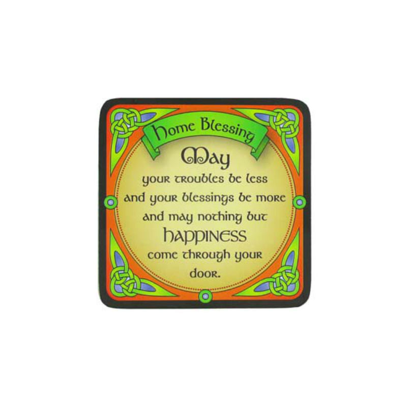 Irish Home Blessing Coaster Set of 4 - Handmade Celtic Knot Design Cork Coasters for St. Patrick's Day Decor, Housewarming Gifts & Kitchen Table Protection - Perfect for Pubs, Irish Themed Parties & Home Decor
