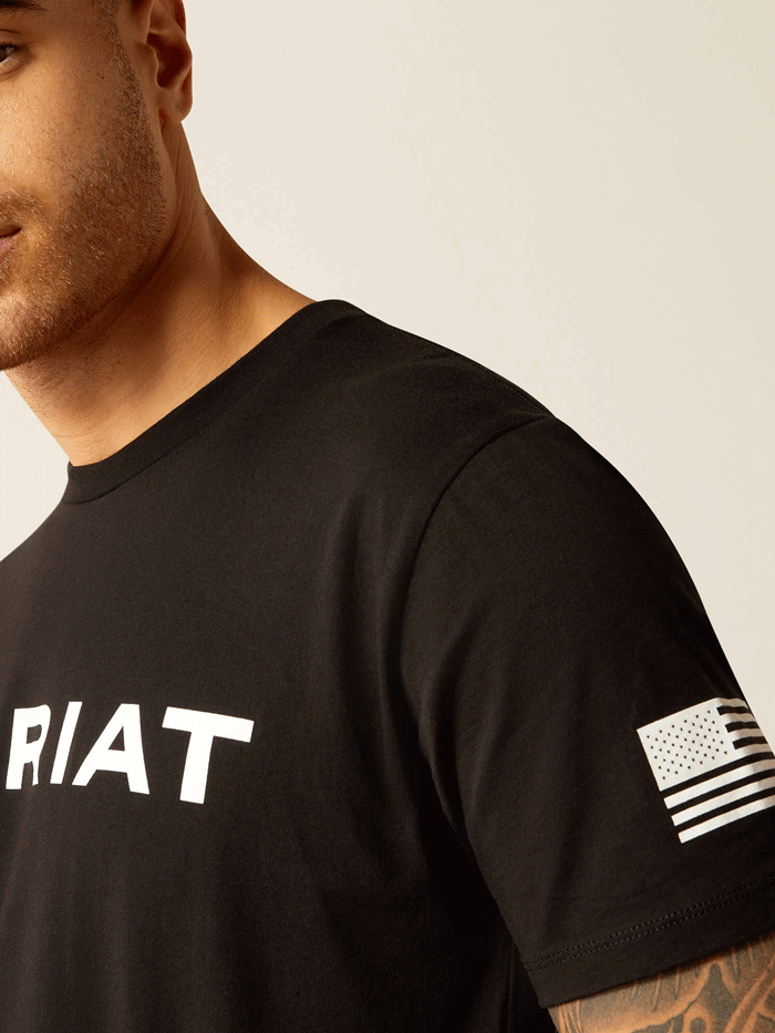 Ariat Men's Shield Flag Graphic T-Shirt - Black - Comfortable Cotton Tee for Casual Wear, Outdoor Activities & Patriotic Events
