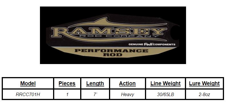 7' Heavy Duty Conventional Fishing Rod (RRCC701H) - Perfect for Saltwater Surf Casting and Offshore Angling