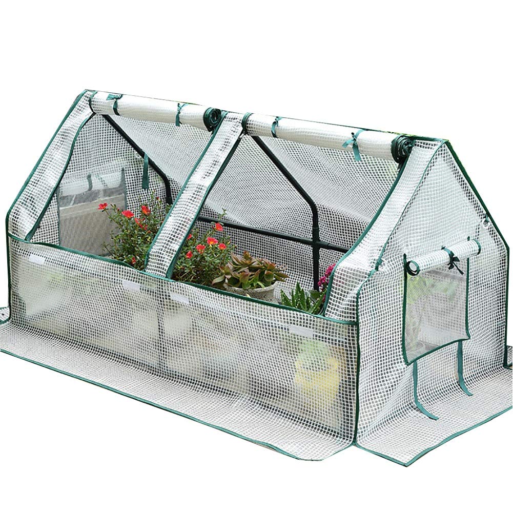 UV Protected Greenhouse with White PE Cover - Portable Plant Shed for Garden, Patio & Backyard | Roll-up Zipper Window (120×60×60cm) - Ideal for Seed Starting, Plant Protection & Year-Round Gardening