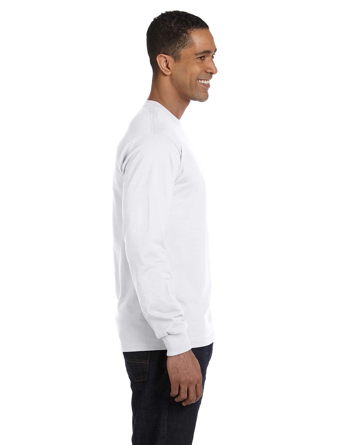 Hanes Beefy-T Men's Long-Sleeve T-Shirt - 100% Cotton Crewneck Shirt for Casual Wear & Layering | White