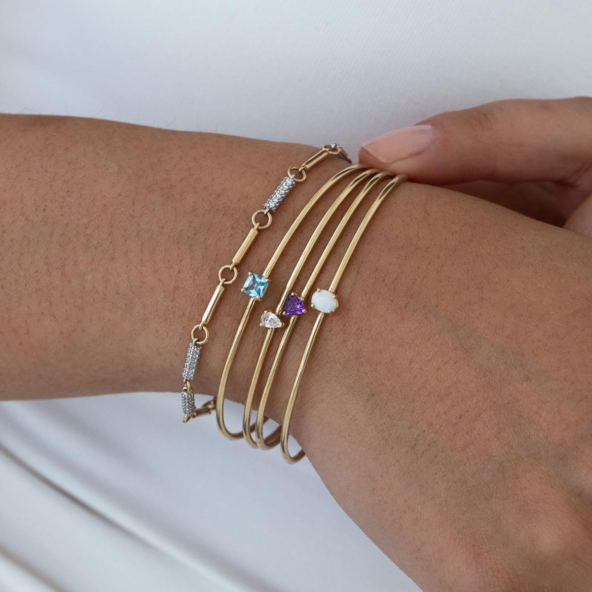 Birthstone Cuff Bracelet for Women - Personalized Sterling Silver Zodiac Charm Bracelet - Perfect for Birthday, Anniversary & Mother's Day Gifts
