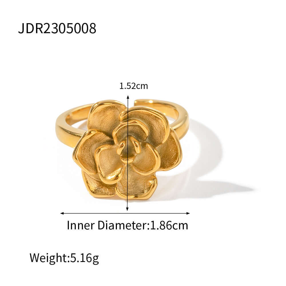 Camellia Flower Pinky Ring | JDR5008 - Elegant Floral Jewelry for Women, Perfect for Weddings, Parties & Gifts