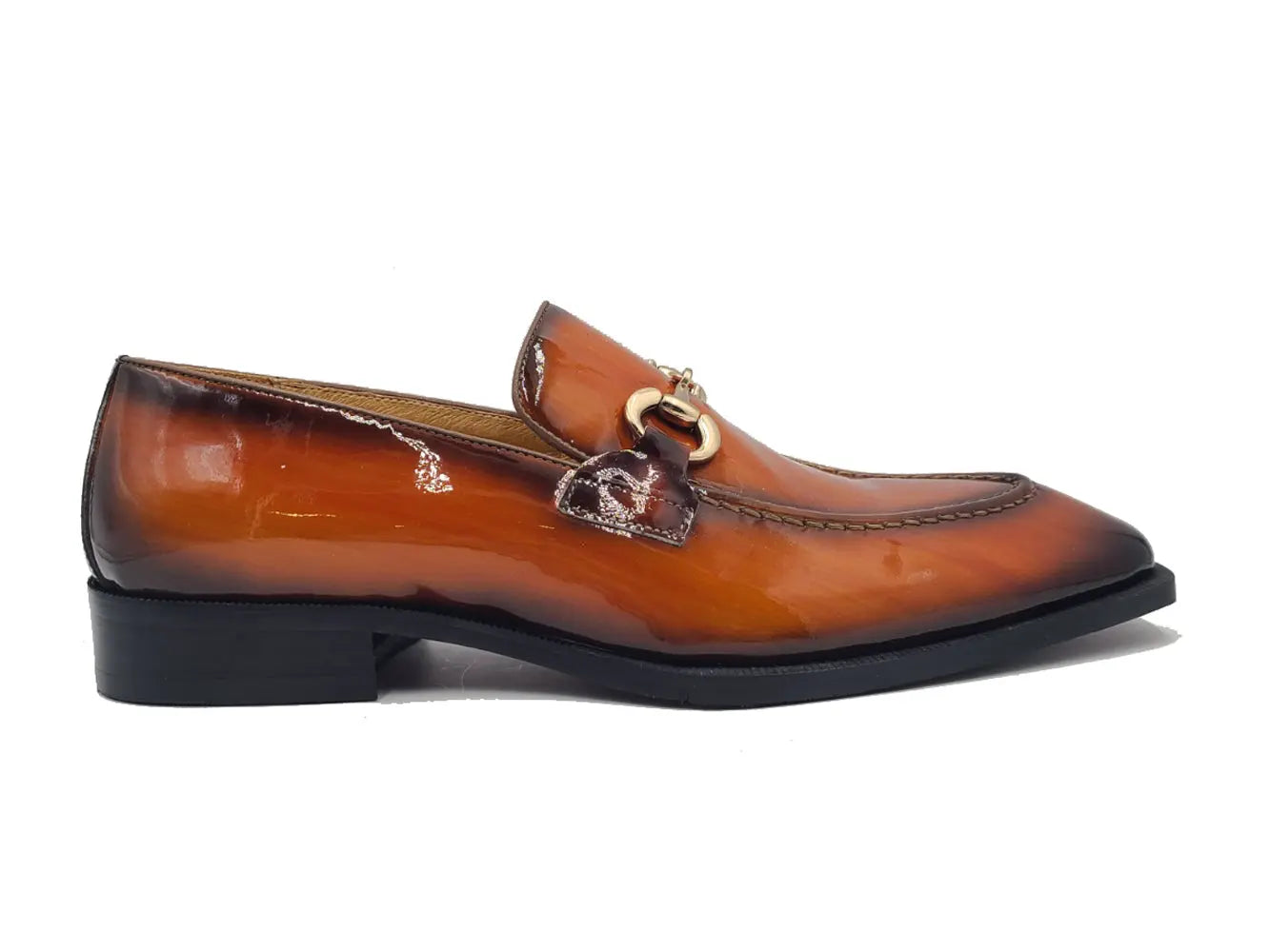 Patent Leather Buckle Loafers for Men - Classic Slip-On Dress Shoes with Metal Buckle Detail - Perfect for Business, Office & Formal Occasions