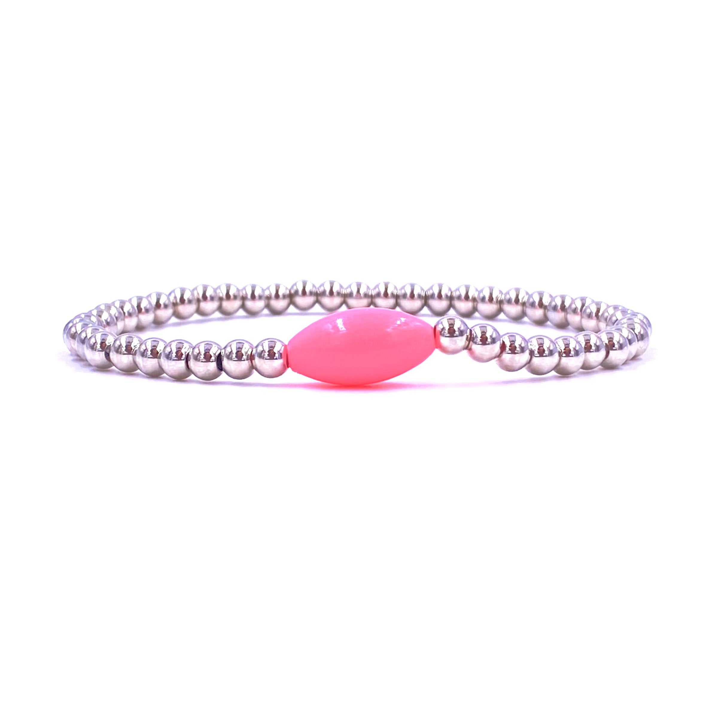 Elegant Ashley Gold Stainless Steel Gold Plated Oval Enamel Bead Stretch Bracelet for Women - Perfect for Parties, Weddings & Everyday Wear