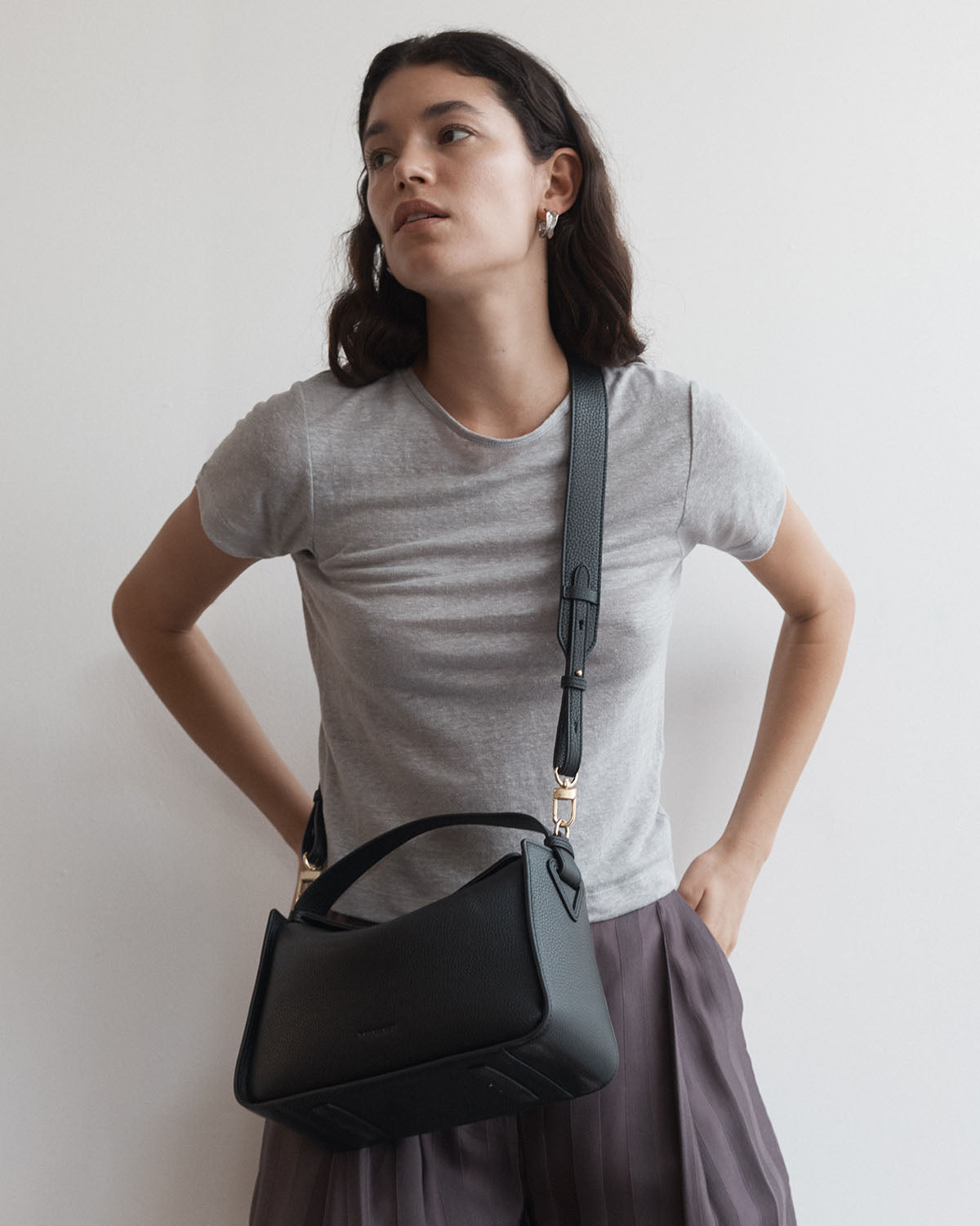 Premium Black Pebbled Leather Clementine Bag with Gold Accents - Stylish & Durable Handbag for Work, Travel & Evening Events