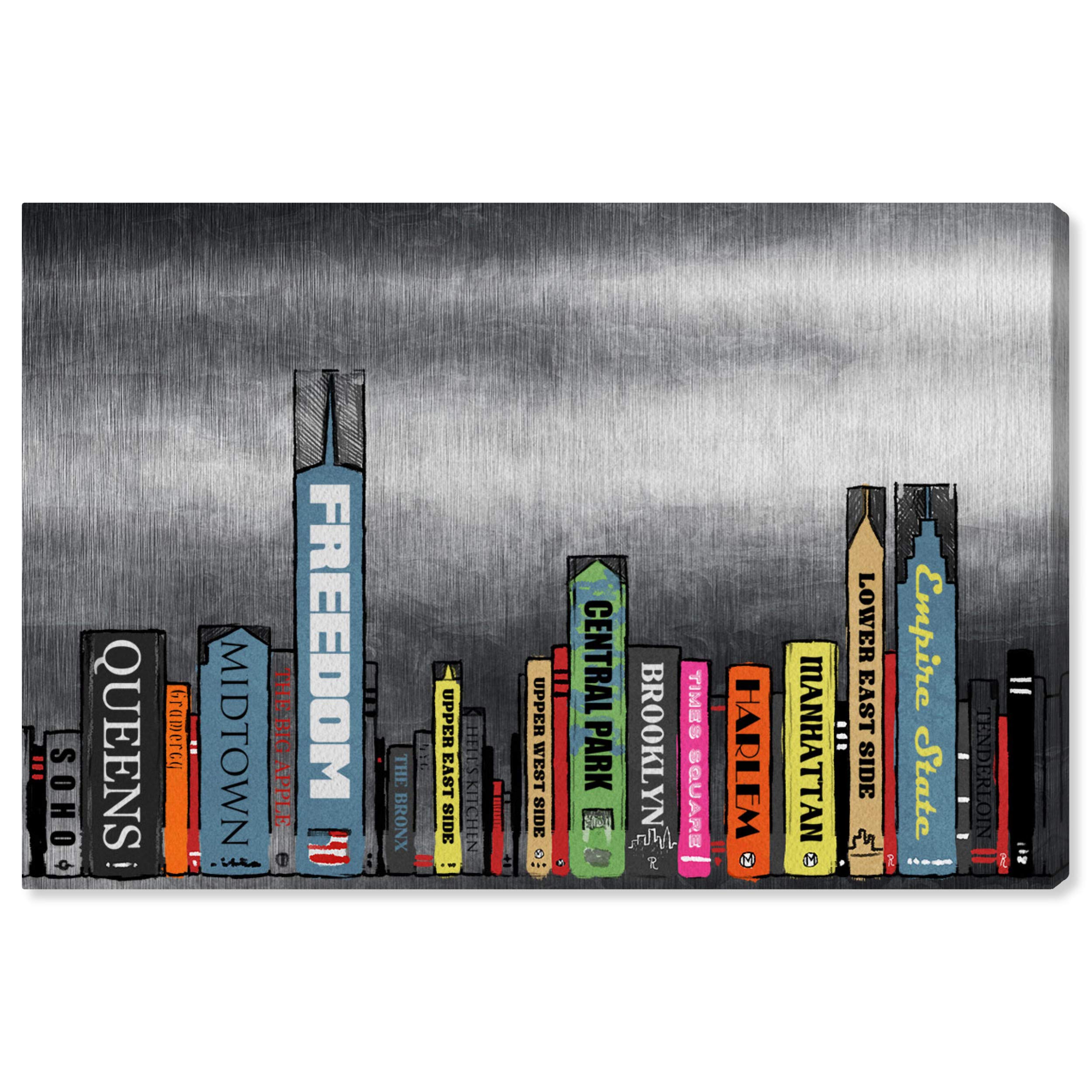 Oliver Gal Artist Co. Cities Wall Art Canvas Print - New York Skyline Books Home Decor, 36x24 Inches, Black & Blue - Perfect for Living Room, Bedroom or Office Wall Decor