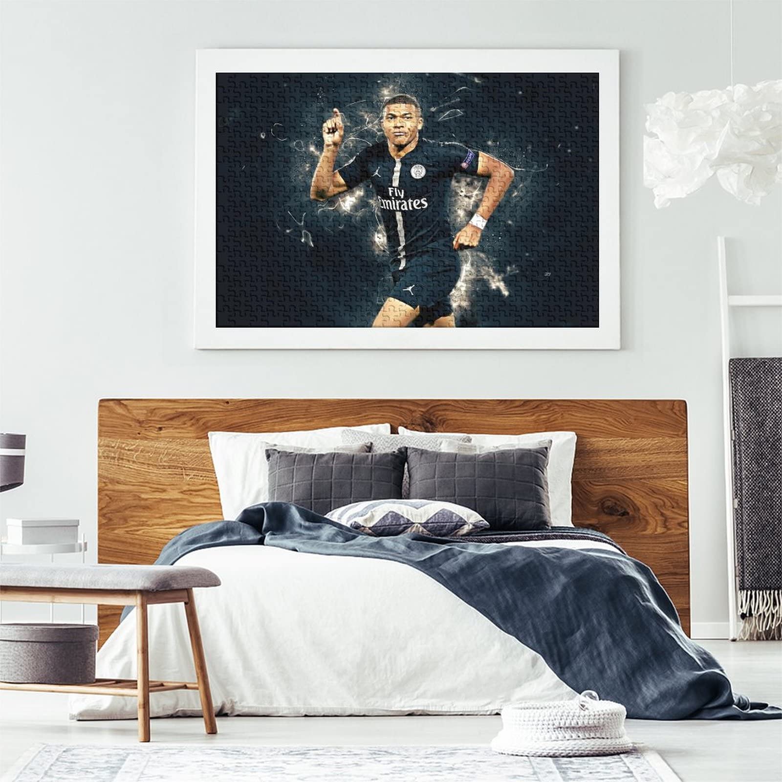 1000 Piece Football Puzzle for Adults & Teens - Kylian Mbappé Wooden Art Jigsaw DIY Game (52x38cm) - Perfect Gift for Family & Friends, Fun Home Activity, Sports Decor, Brain Teaser Challenge