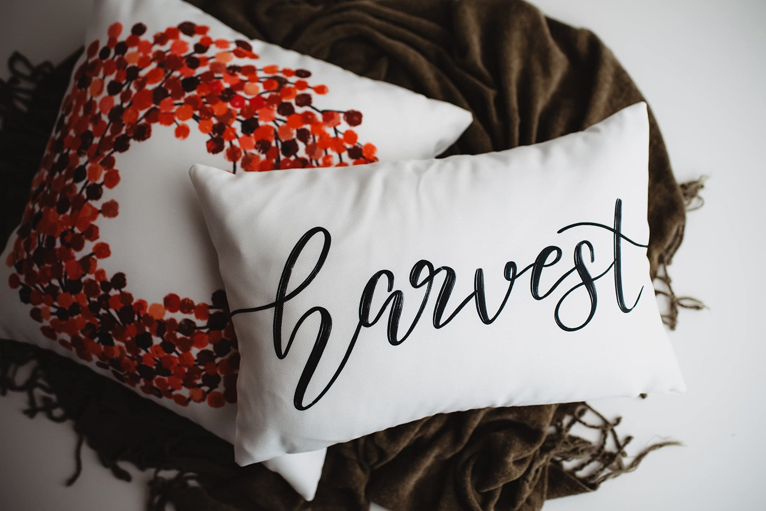 Gather Lumbar Pillow Cover 18x12 Inches - Primitive & Fall Home Decor for Sofa, Bedroom, Living Room - Cozy Decorative Throw Pillow Gift for Women