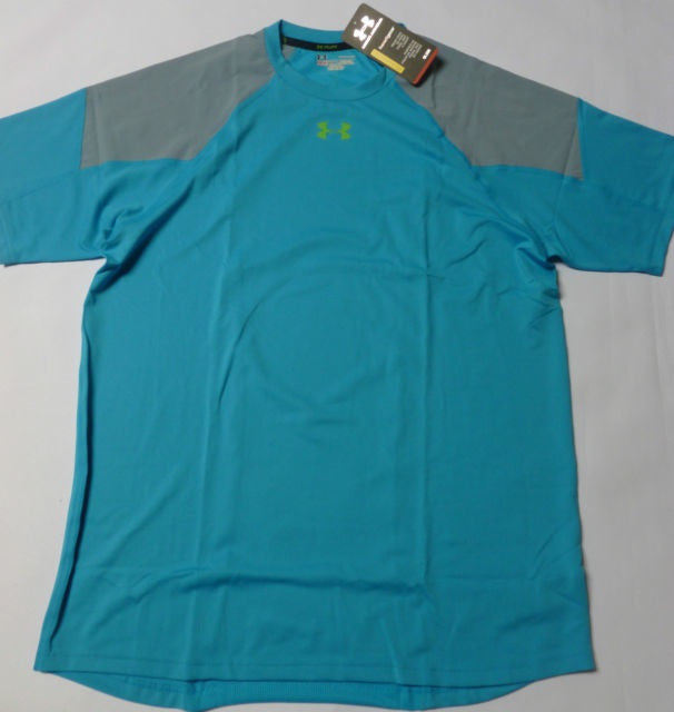 Under Armour Engage HeatGear Short Sleeve Running Tee - Moisture Wicking, Breathable & Lightweight - Blue/Grey - Perfect for Running, Gym & Outdoor Workouts
