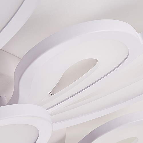 5-Headed Heart-Shaped LED Semi-Flush Mount Ceiling Light Fixture - 65W Modern Acrylic Chandelier with White Metal Canopy (110-120V, White Light) - Perfect for Living Room, Bedroom, Dining Room & Restaurant Lighting Decor