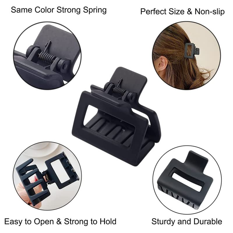 2 Inch Matte Rectangular Small Hair Claw Clips for Women & Girls - 6 Color Pack (Thick/Thin Hair) - Perfect for School, Work & Everyday Styling