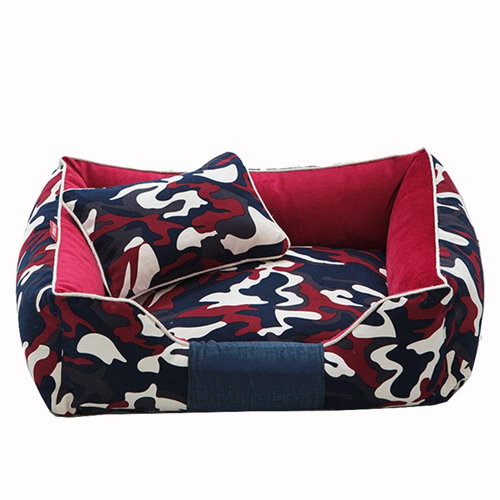 TOMYEUS Plush Removable & Washable Camouflage Pet Bed - Warm Winter Dog Kennel for Small, Medium & Large Dogs & Cats - Cozy Teddy Mat for Puppies, Kittens & Pets | Perfect for Home, Crate & Travel Use
