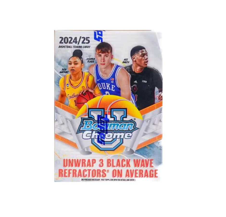 2024-2025 Bowman University Chrome Basketball Blaster Box - 12 Packs with Autograph & Rookie Cards - Perfect for NBA Collectors & Fantasy Basketball Fans