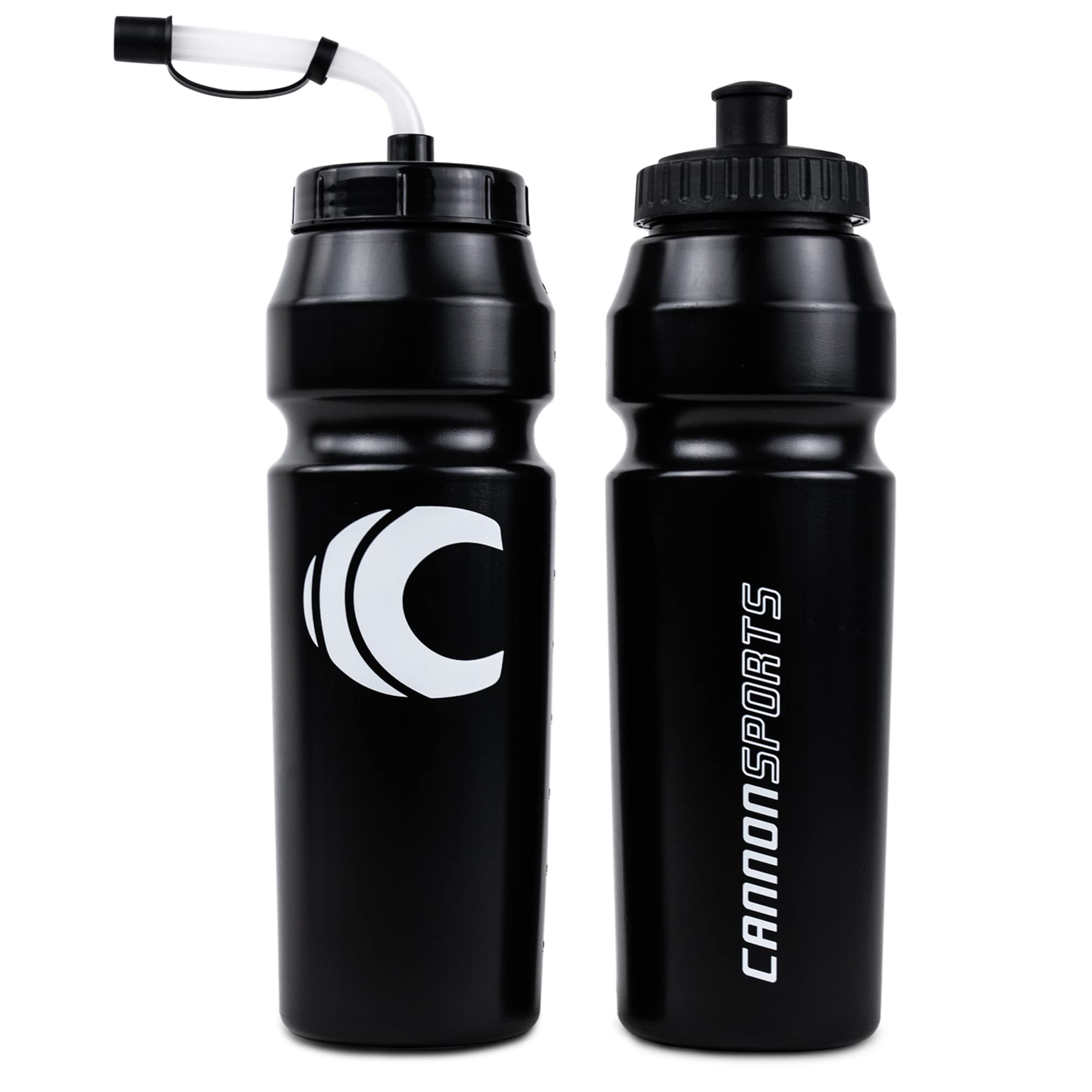 Cannon Sports 1 Liter BPA-Free Water Bottle - 34 Oz Large Mouth Sports Bottle with 2 Lids (Straw & Squeeze) - Ideal for Hockey, Lacrosse, Football, Boxing & Outdoor Activities - Perfect for Gym, Hiking & Sports Training (Black)