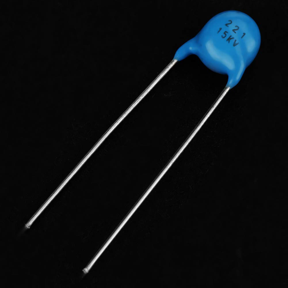 High Voltage Ceramic Capacitor Assortment Kit - 25pcs Monolithic 221k 220pF 15kV Capacitors for Electronics Projects, DIY Repairs & Circuit Board Applications