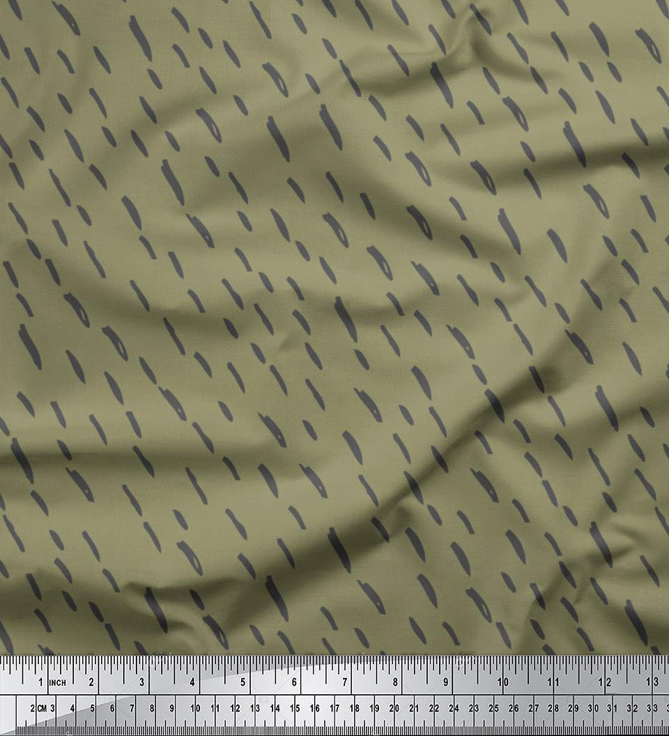 Soimoi Moss Green Georgette Fabric by The Yard - 42 Inch Wide - Brush Stroke Abstract Printed Textile for Dresses, Scarves & Home Decor - Artistic & Expressive Design for Apparel & DIY Projects