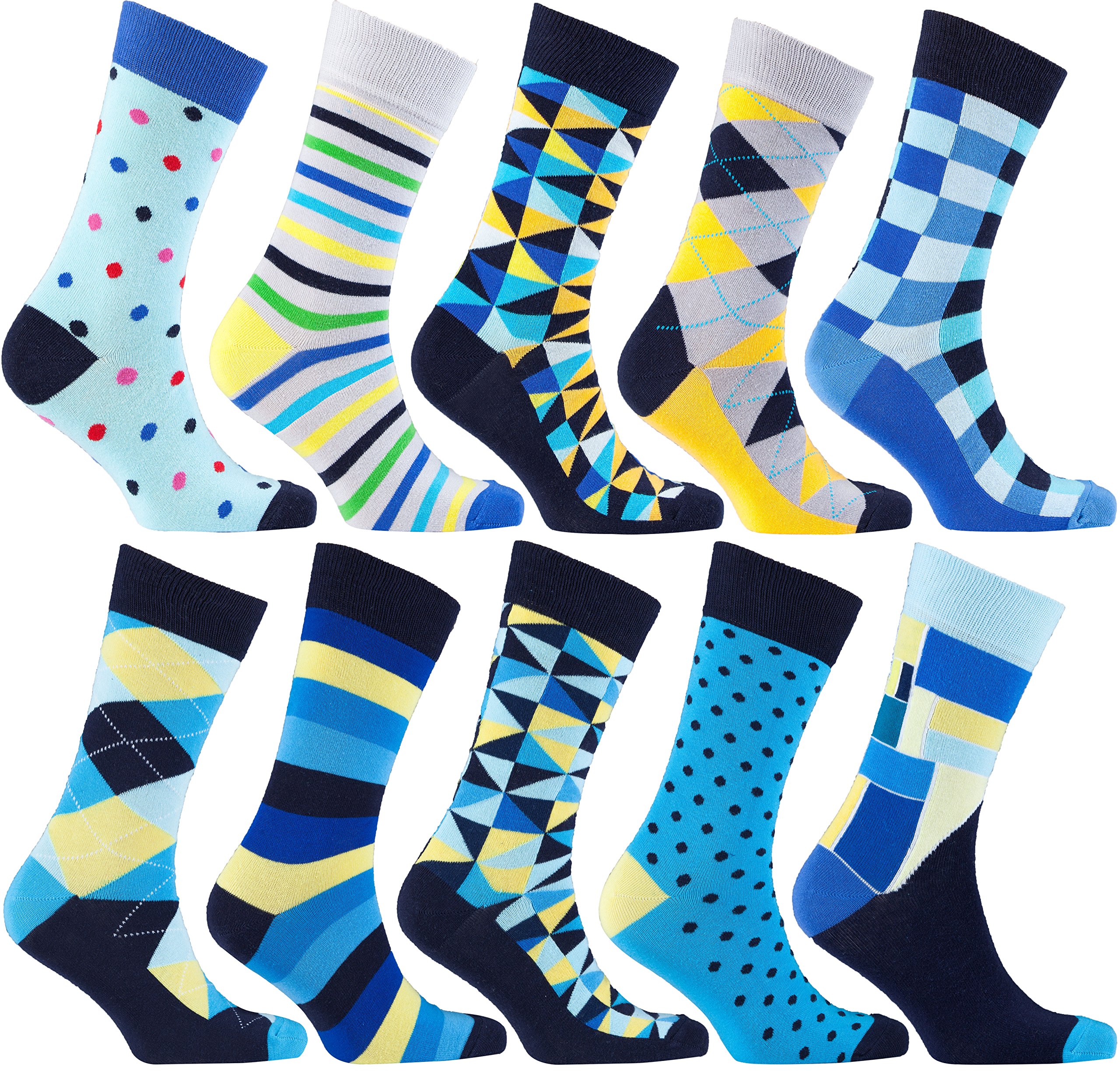 Men's 5-Pack Colorful Cotton Novelty Dress Socks Gift Set - Soft & Comfortable Luxury Socks for Work, Party & Casual Wear