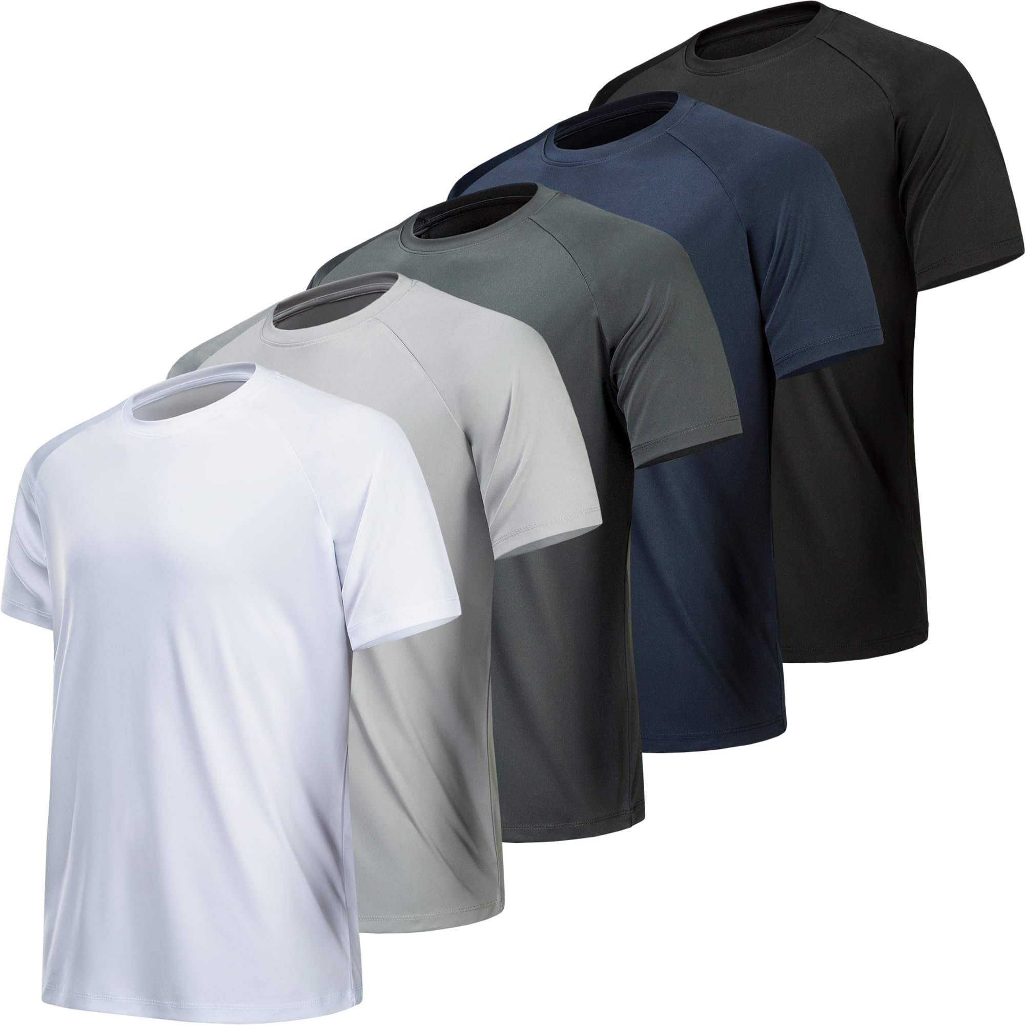 5/7 Pack Men's Quick Dry Moisture Wicking Workout Shirts - Breathable Athletic Gym T-Shirts for Running, Training & Fitness Activities