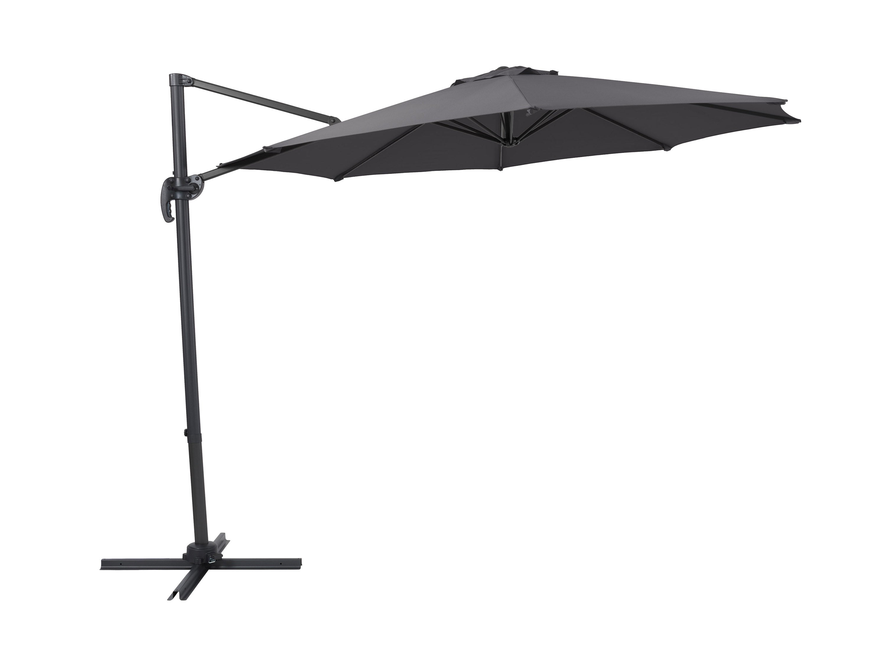 9.5ft Offset Patio Umbrella - 360 Degree Rotation Cantilever Outdoor Umbrella in Grey | Perfect for Poolside, Backyard, Deck, and Garden Shade