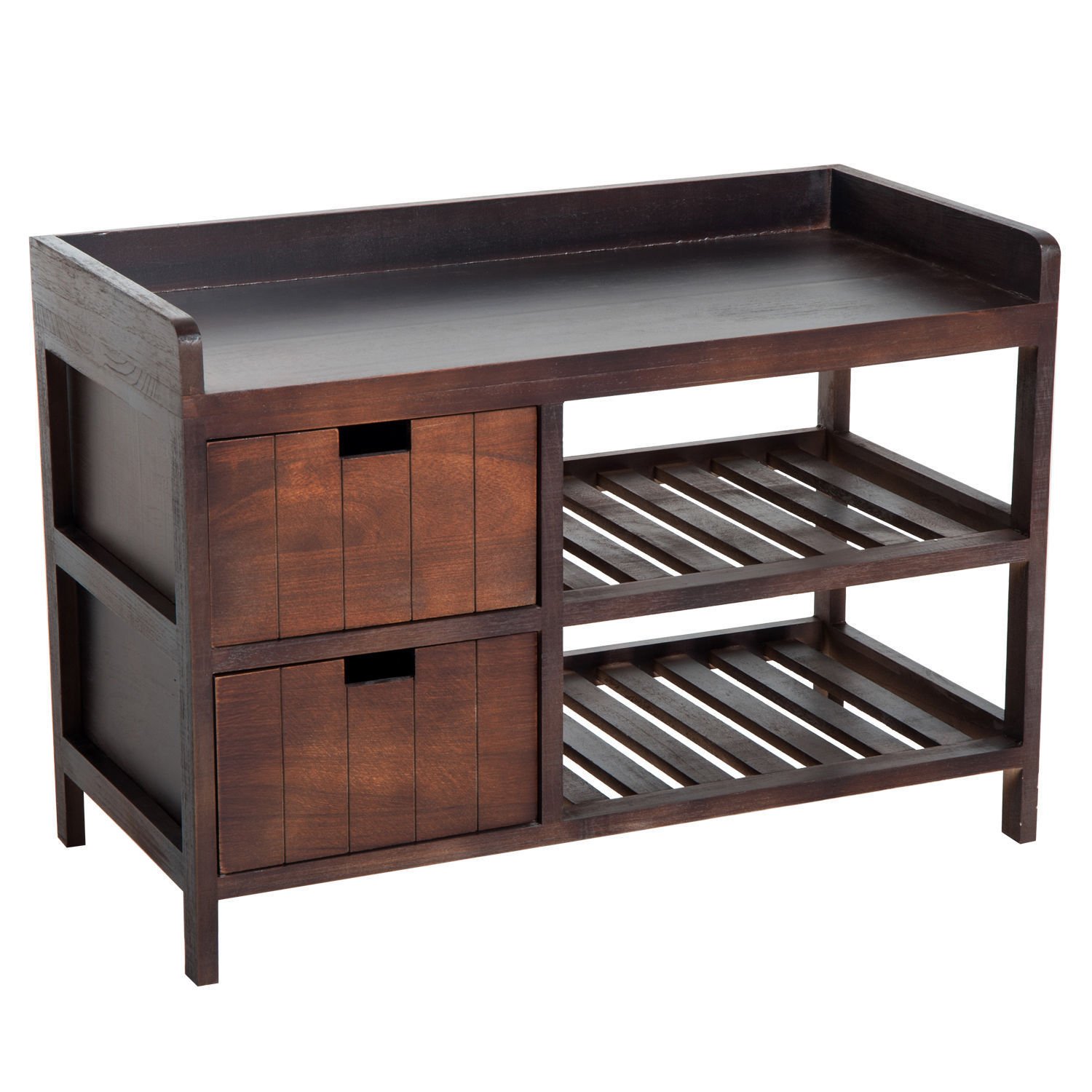 Caraya Wooden Shoe Rack with Storage Drawer & Cushion - Entryway Bench Organizer for Shoes, Boots & Accessories | Perfect for Hallway, Mudroom & Small Space Organization