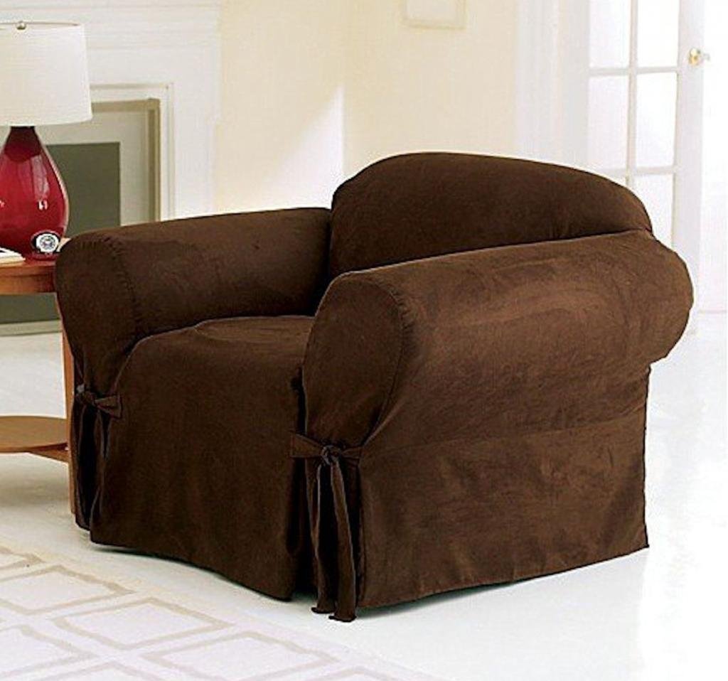 Brown Micro Suede Chair Slipcover - 1PC Sofa Protector for Home Decor