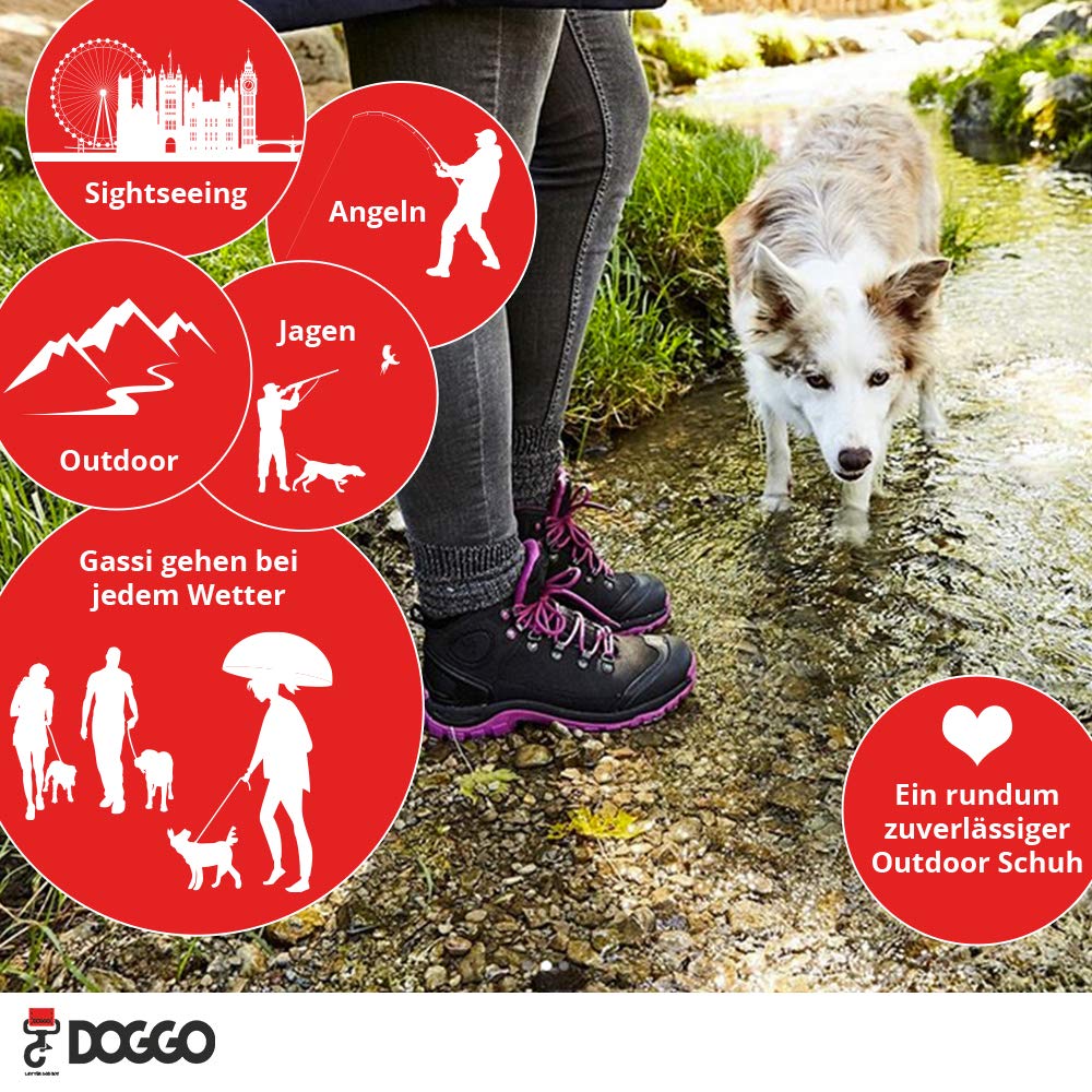 Doggo Unisex Bruno High Rise Hiking Boots - Waterproof Outdoor Shoes for Men & Women, Black, UK Size 7 - Perfect for Hiking, Camping & Mountain Adventures