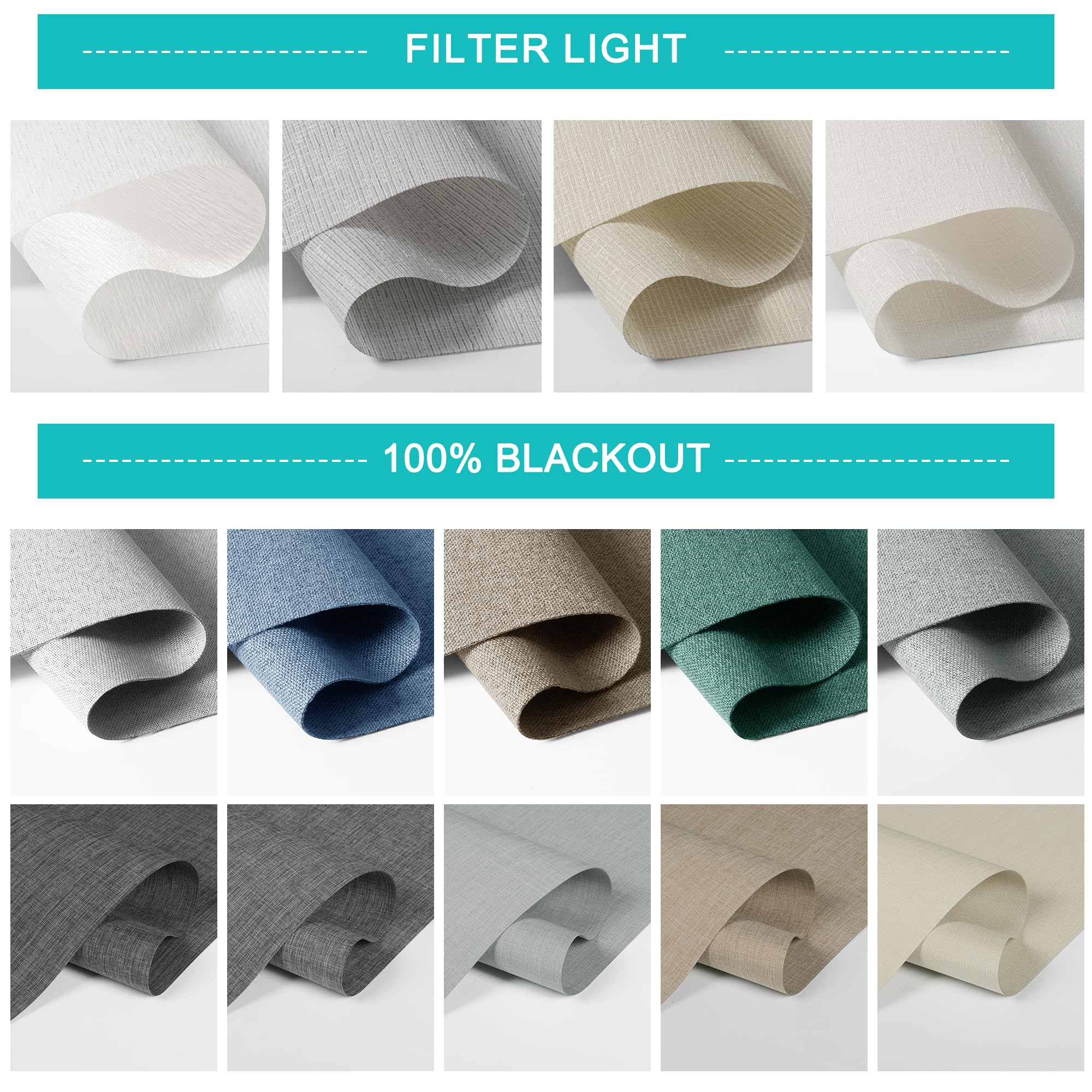 BERISSA No Drill Cordless Blackout Roman Shades - Easy Install Room Darkening Roll Up Window Blinds for Inside Mount | Custom Size Jacquard Blue Fabric | Perfect for Bedrooms, Nurseries & Home Theater Light Control