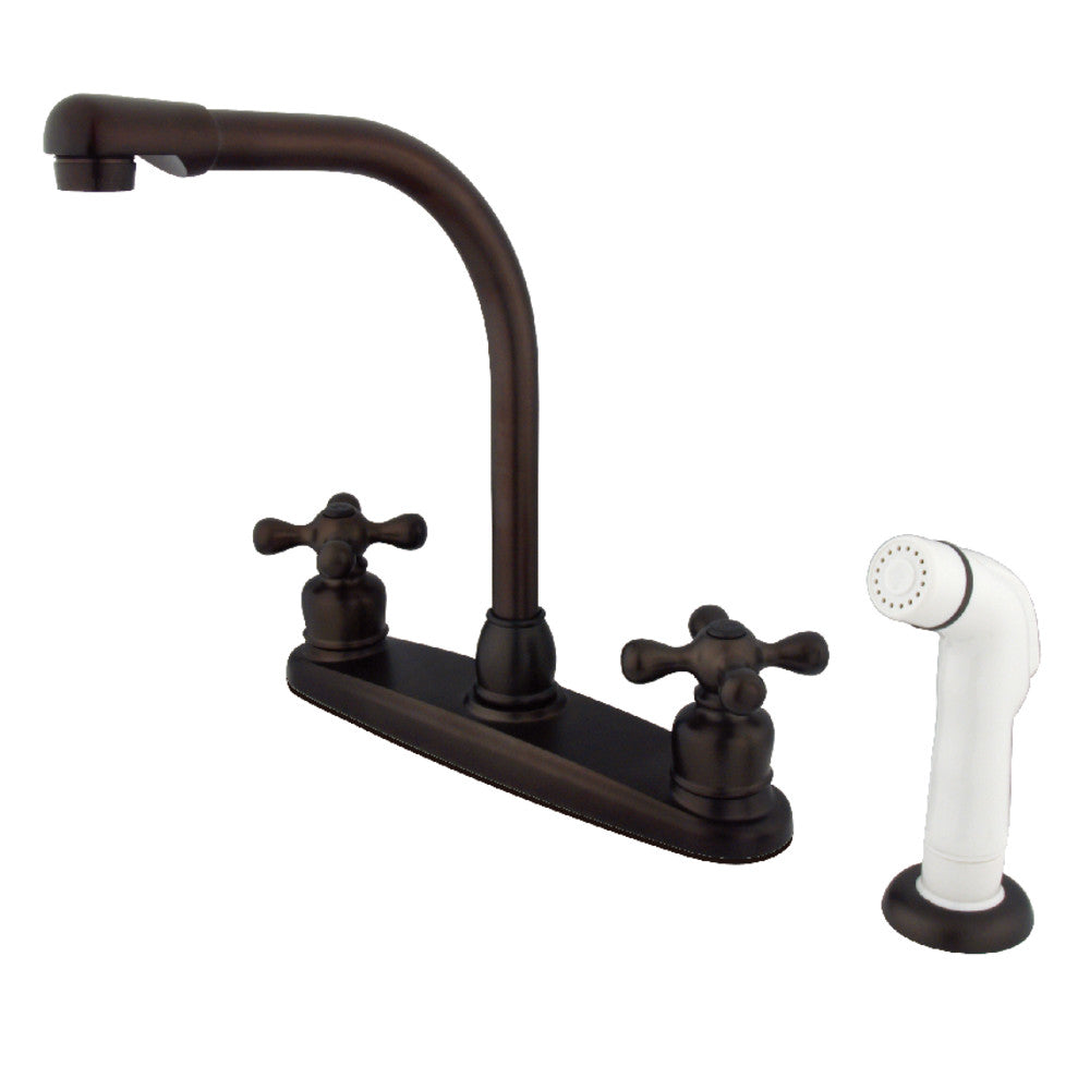 Kingston Brass KB712AX Victorian Centerset Kitchen Faucet - Elegant Single Handle Pull-Out Sprayer Faucet for Modern & Classic Kitchens | Perfect for Cooking, Washing Dishes & Food Prep