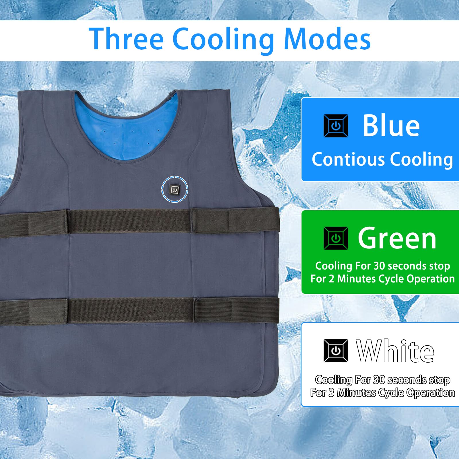 5000mAh Battery-Powered Ice Cooling Vest with 10 Cooling Packs - Stay Cool at 59°F for 2-5 Hours | Perfect for Outdoor Work, Construction & Summer Activities | Blue