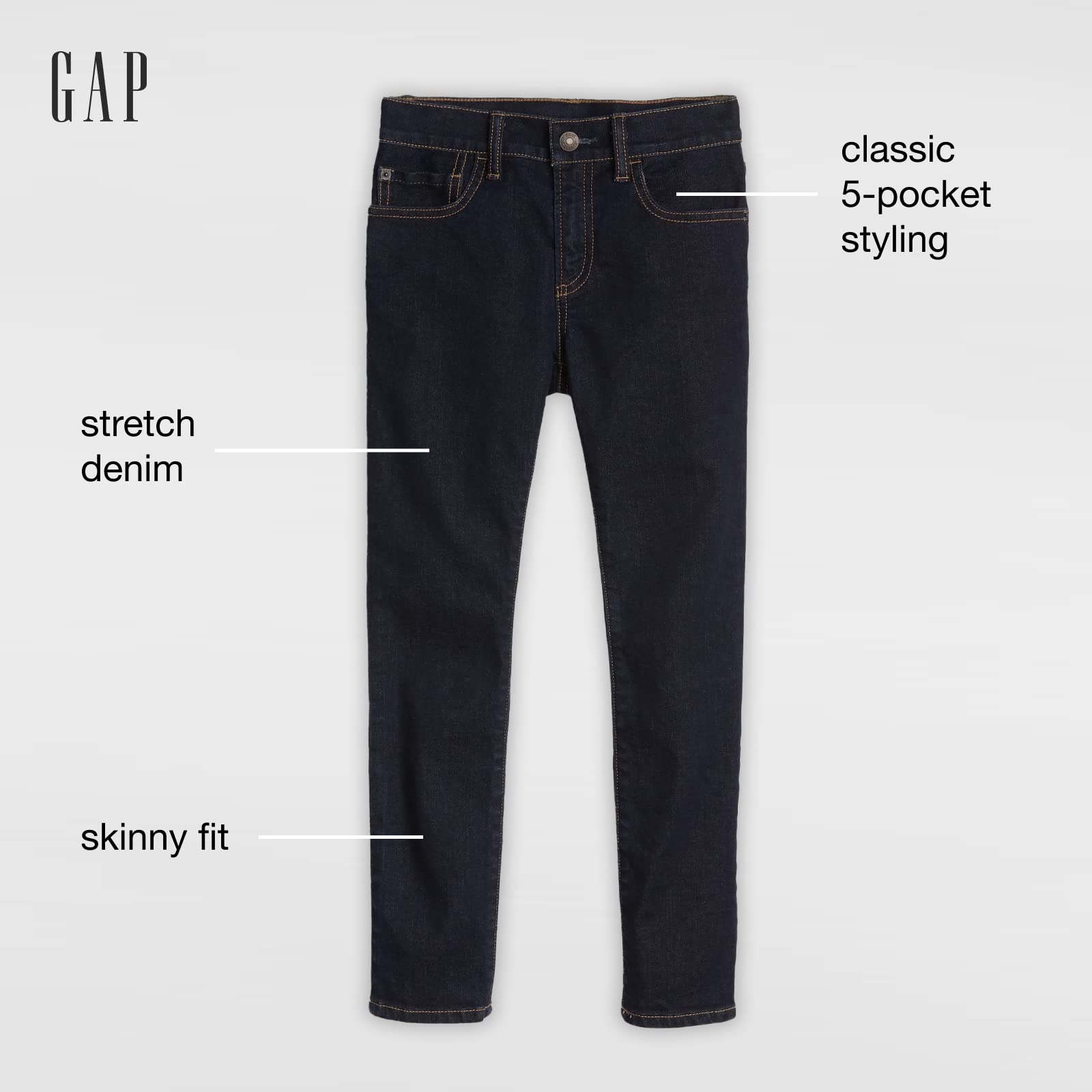 GAP Boys' Skinny Fit Jeans for Kids - Stretch Denim Pants with Comfortable Fit - Perfect for School, Playdates & Everyday Wear