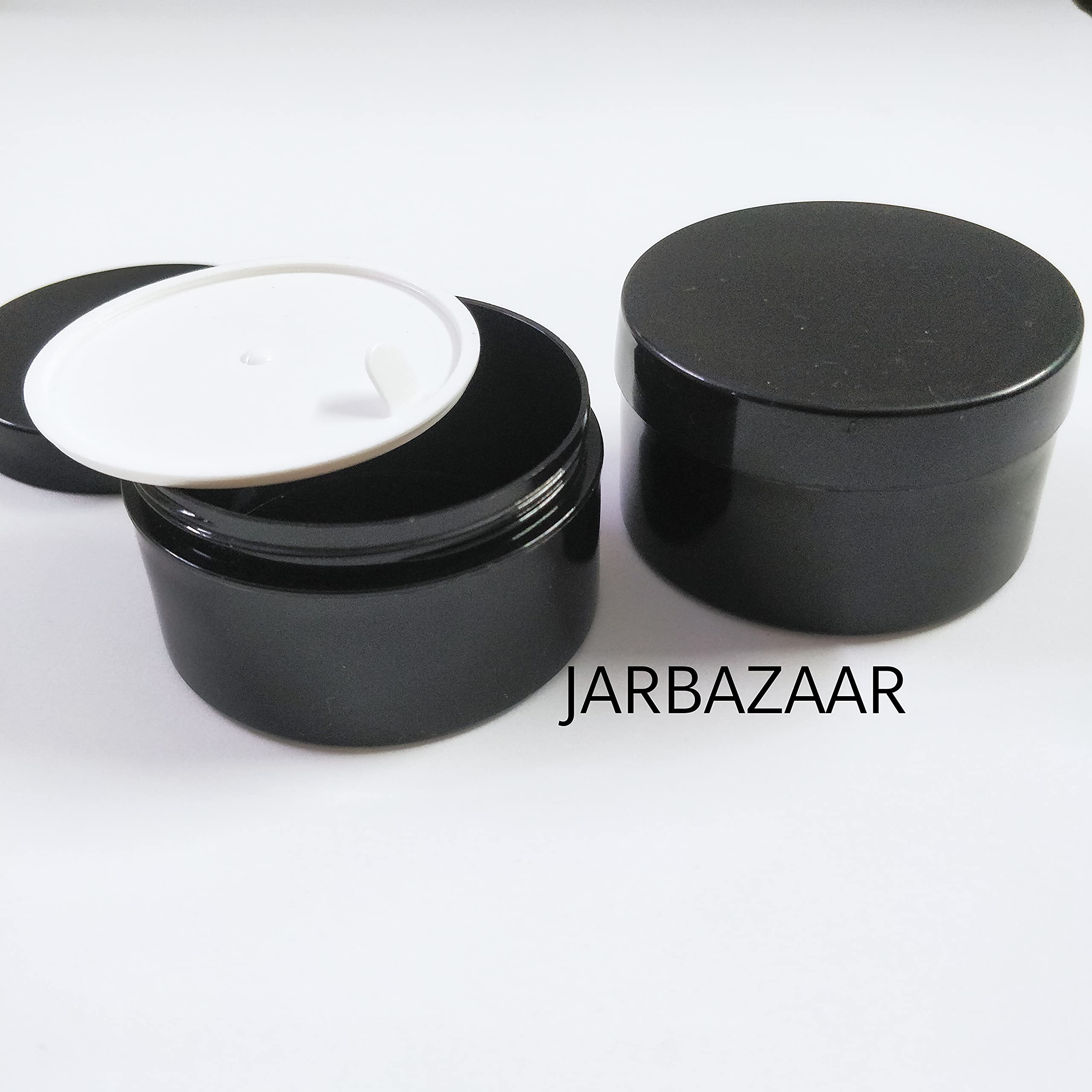 JARBAZAAR 8-Piece Plastic Cosmetic Containers Set (50g Each) - Empty Travel-Friendly Jars with Inner Lids for DIY Creams, Body Butter & Lotions | Perfect for Home Spa, Skincare Storage & Travel Essentials