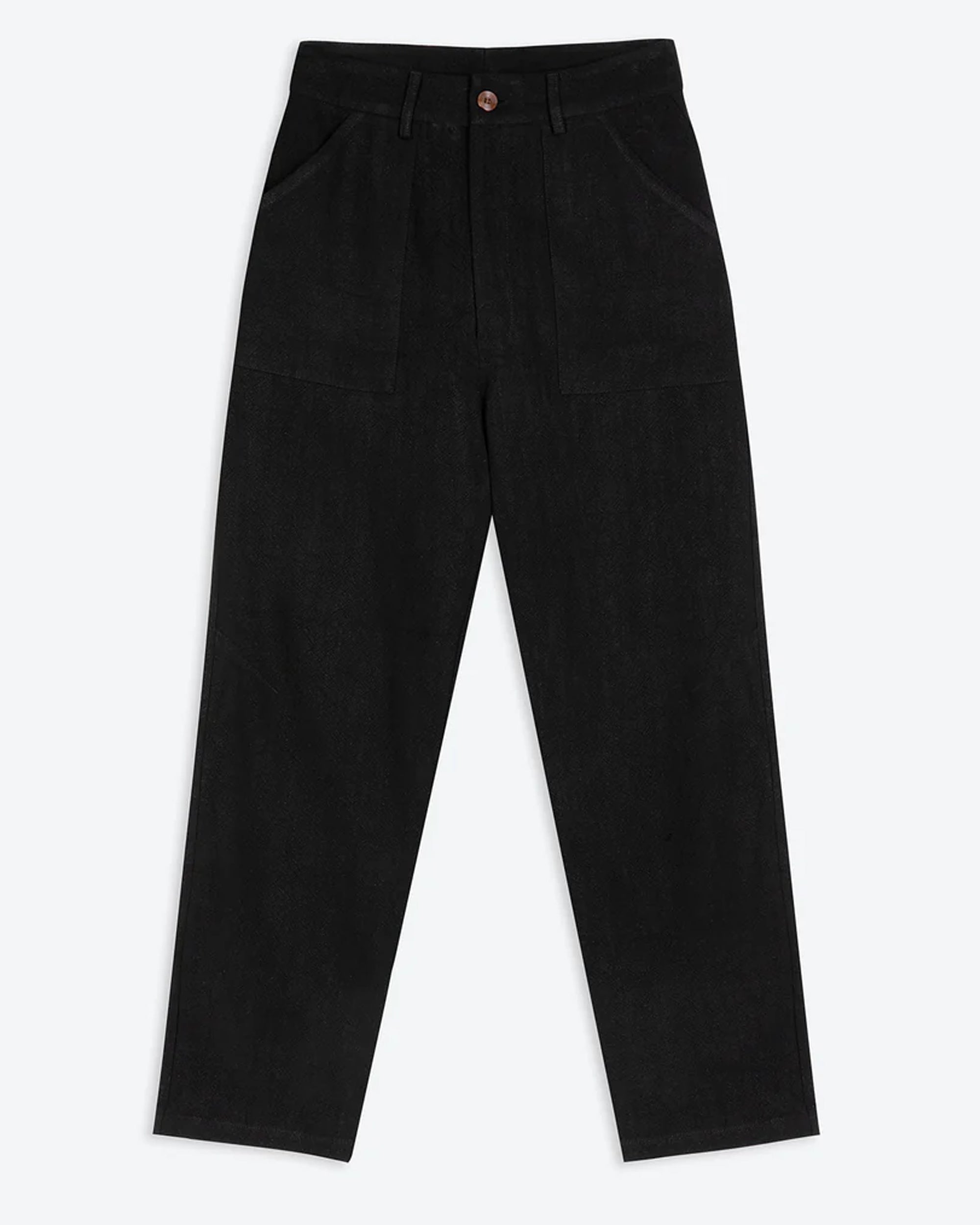 Lowie Women's Black Viscose Linen Natalie Trousers - Comfortable Stretch Pants for Work, Office & Casual Wear