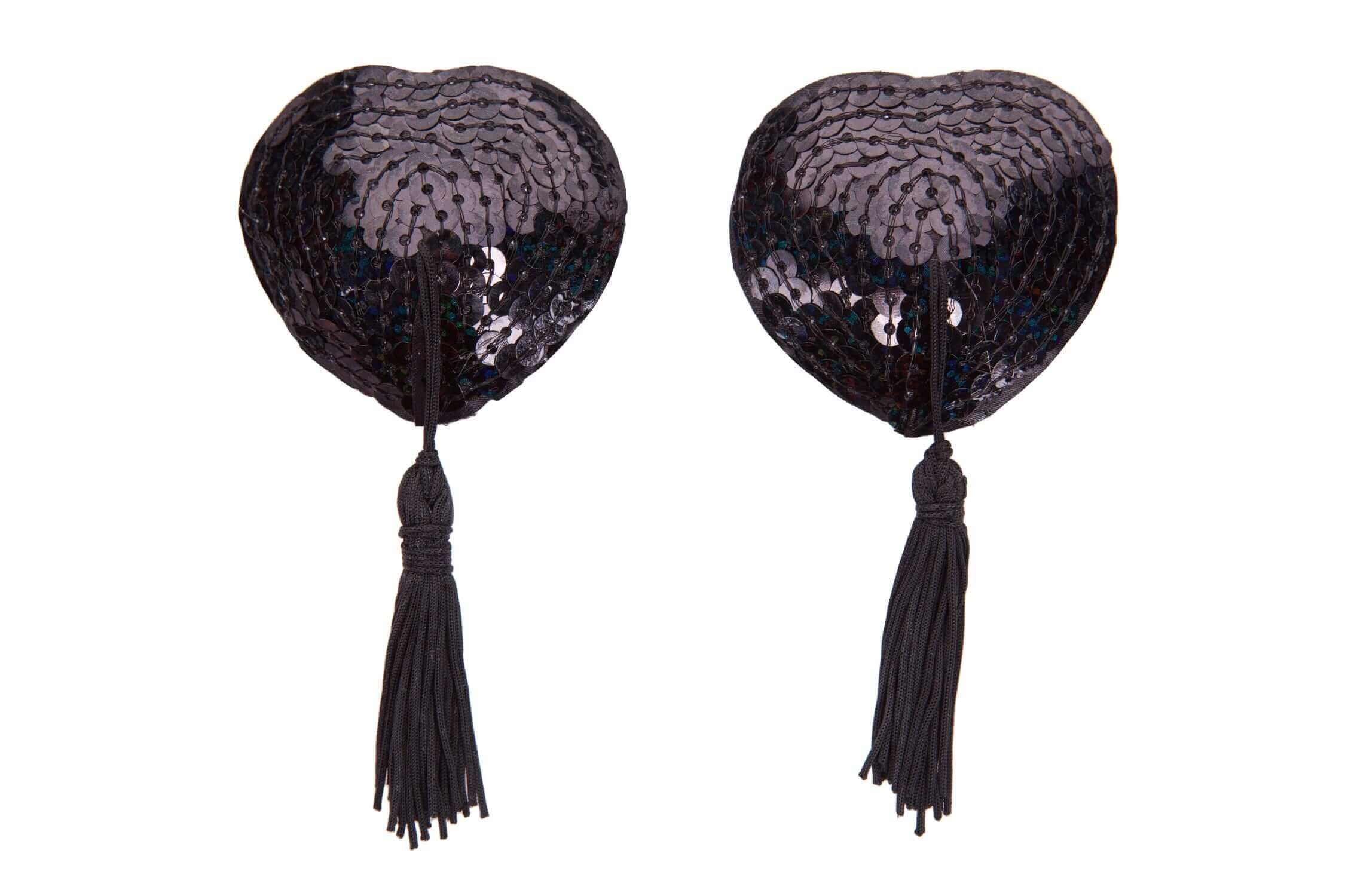 Black Sequin Nipple Tassels - Glamorous Pasties for Burlesque, Bachelorette Parties & Sensual Performances