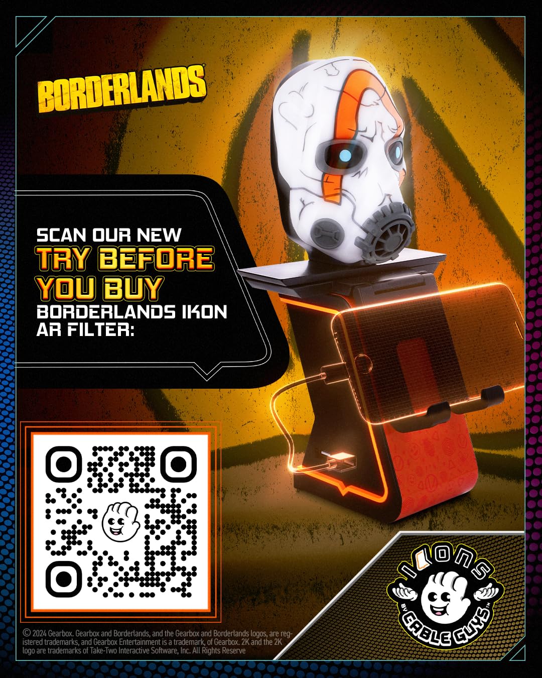 Premium Borderlands Ikon Cable Guy Vault Emblem 20cm Gaming Accessory - Perfect for PC, Console & Gaming Room Decor