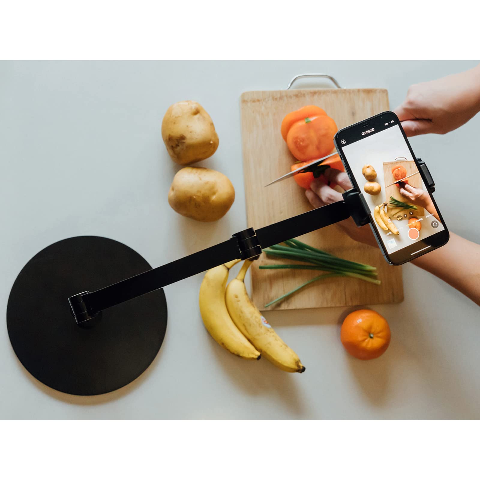 Adjustable Phone Stand Overhead Recording Stand - Multiangle 3-Part Adjustable Cell Phone Holder for 3.5-11