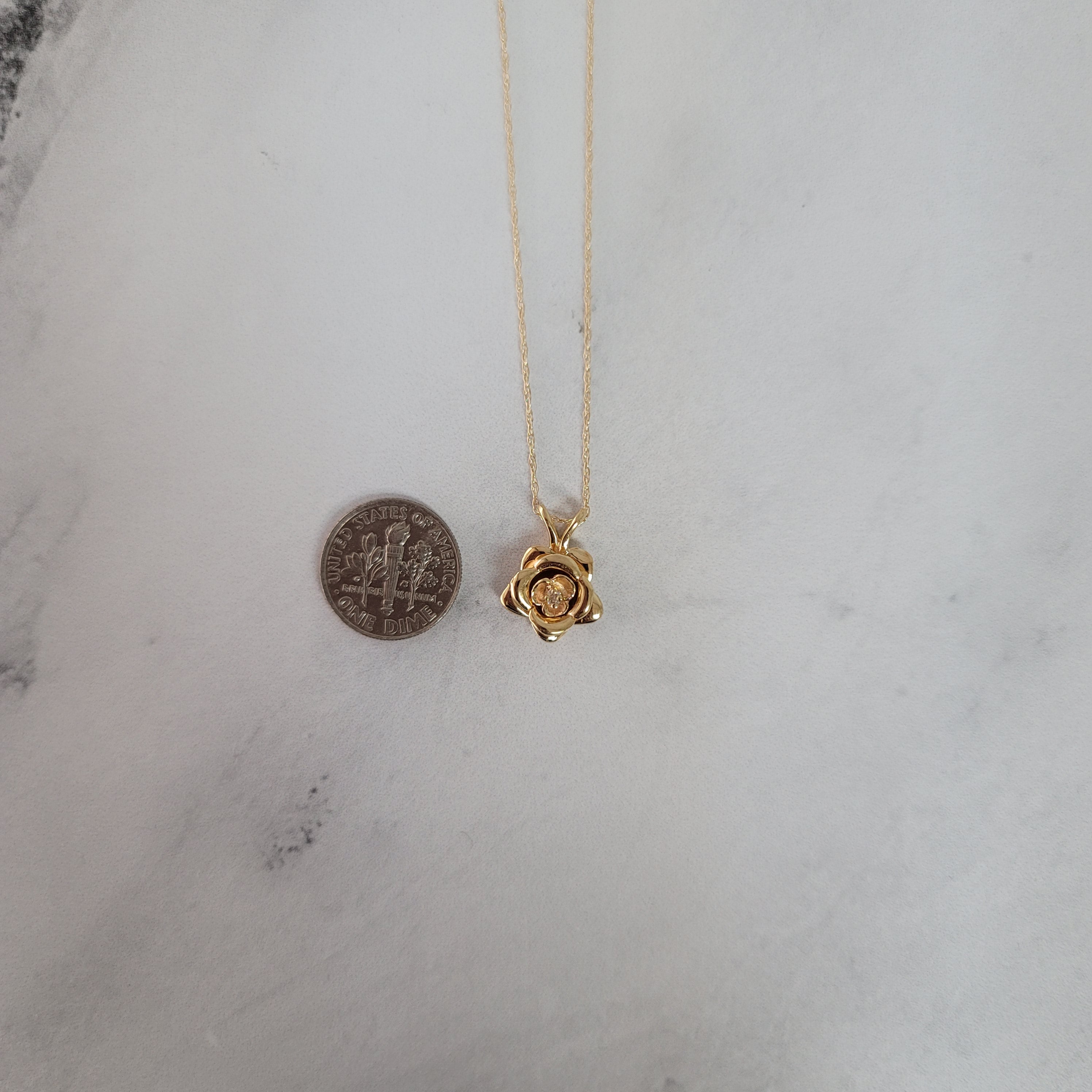 14K Yellow Gold Rose Diamond Necklace for Women - Elegant Valentine's Day Gift, Anniversary Jewelry & Special Occasion Accessory