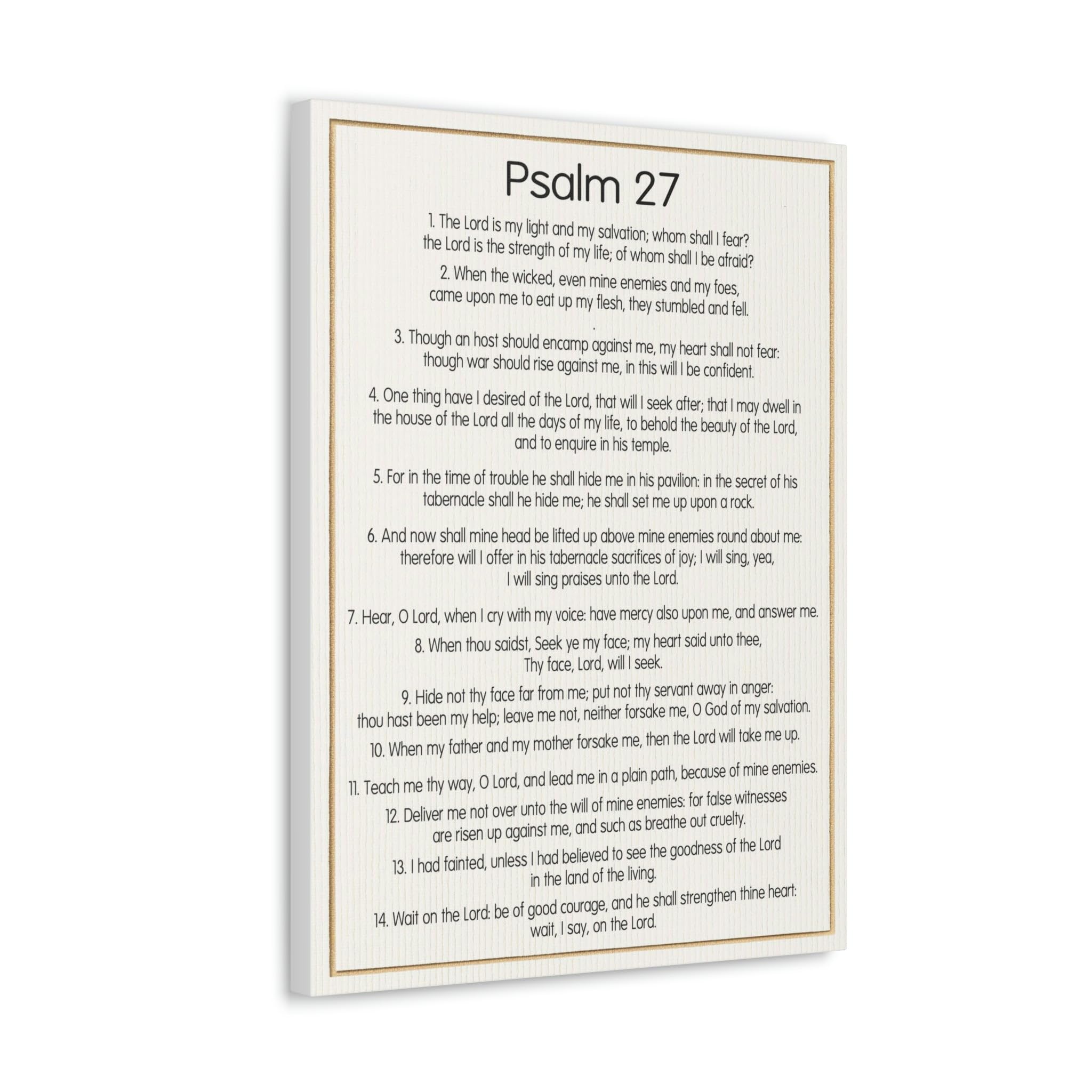 Bible Verse Canvas Art - Psalm 27 Fearless Trust in God - Christian Wall Decor for Home, Office & Church - Inspirational Scripture Gift for Faith & Encouragement