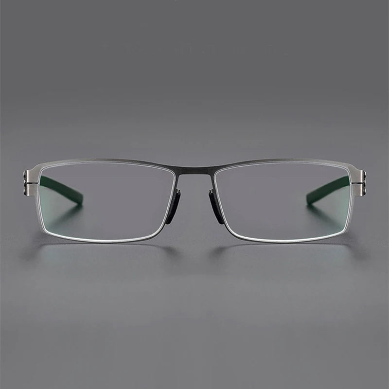 Black Unisex Full Rim Screwless Rectangle Stainless Steel Eyeglasses 5085 - Stylish & Durable for Work, Reading, and Everyday Wear