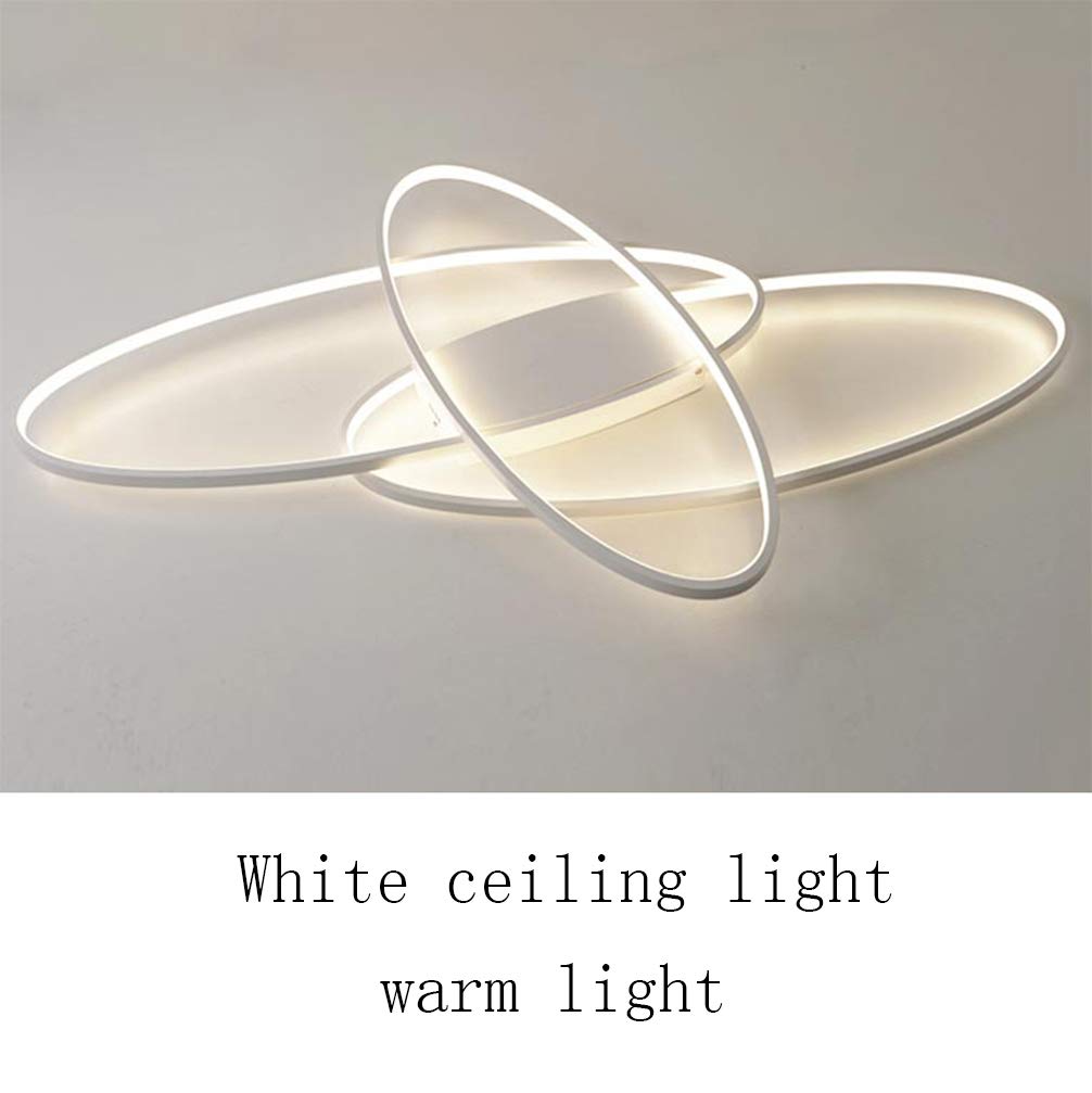 Dimmable LED Ceiling Light Fixture with Remote Control - Modern Oval Flush Mount Chandelier for Living Room, Bedroom, Dining Room & Kitchen - Energy Saving White Lighting for Home Decor & Ambient Illumination