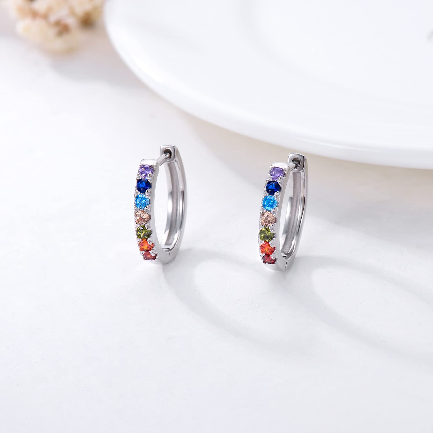 925 Sterling Silver Chakra Stud Earrings with 7 Healing Crystals - Spiritual Jewelry Gift for Women, Mom & Girls - Perfect for Mother's Day, Meditation & Energy Balancing